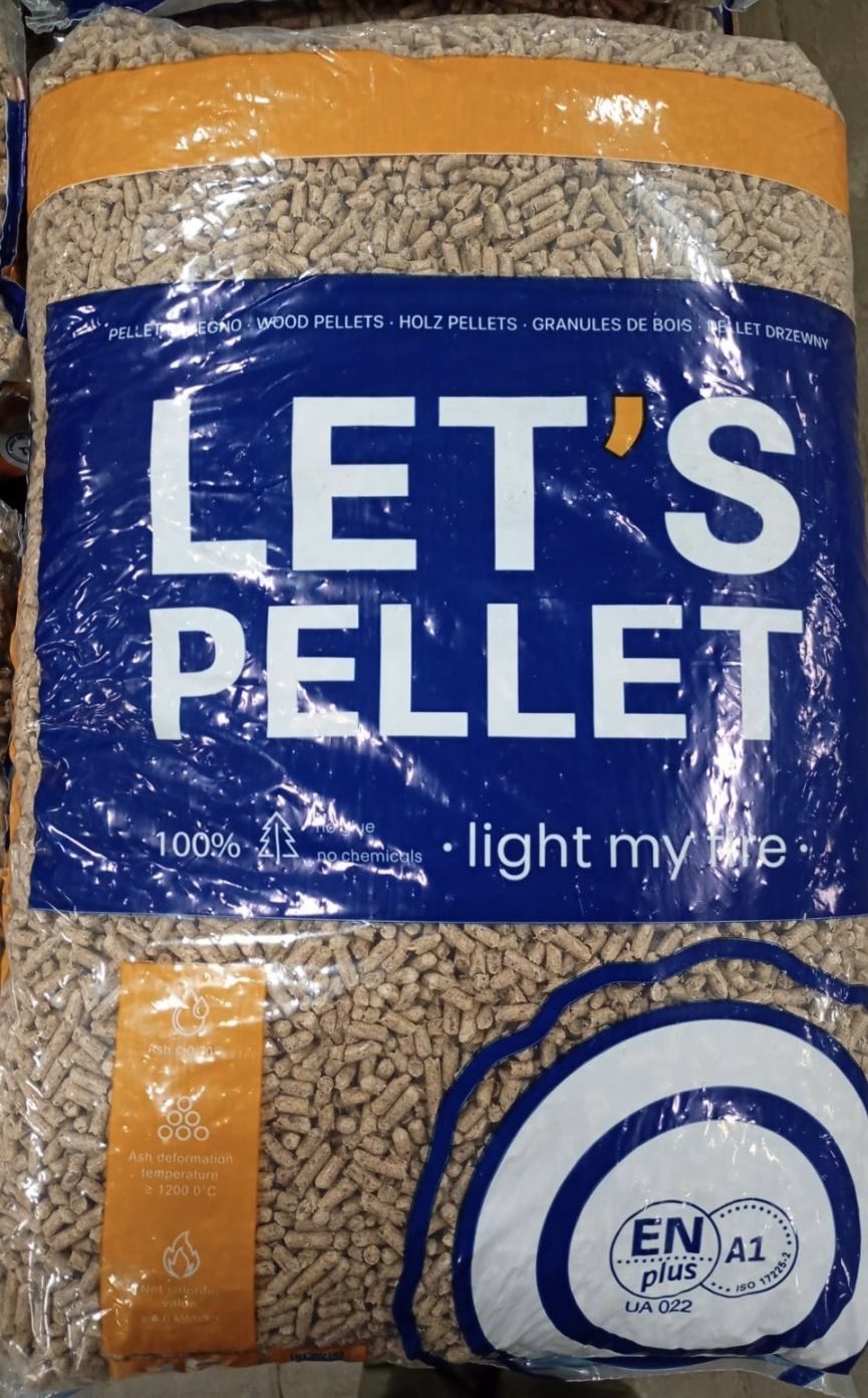 Zak van 15 kg Let's Pellet dennenpellets