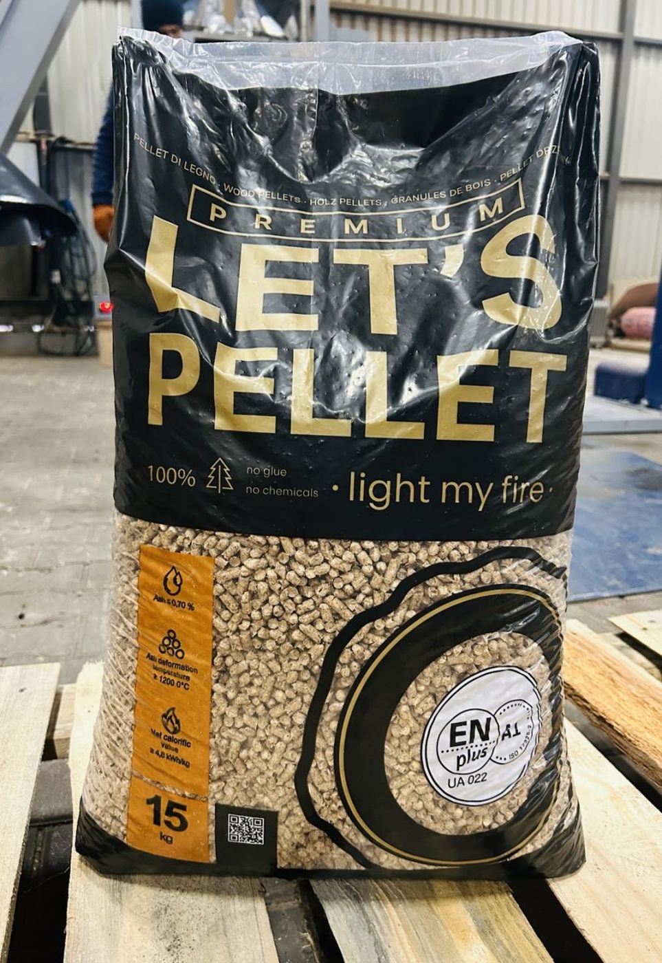 Zak Let's Pellet op een pallet