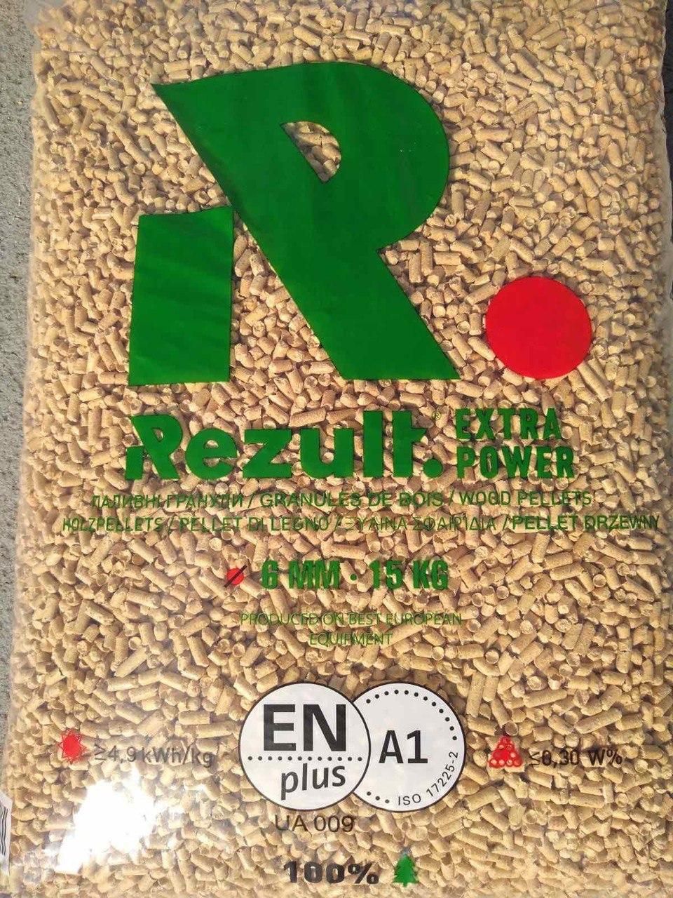 Zak van 15 kg Rezult Extra Power houtpellets
