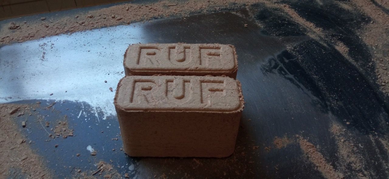 Beech RUF briquettes stacked